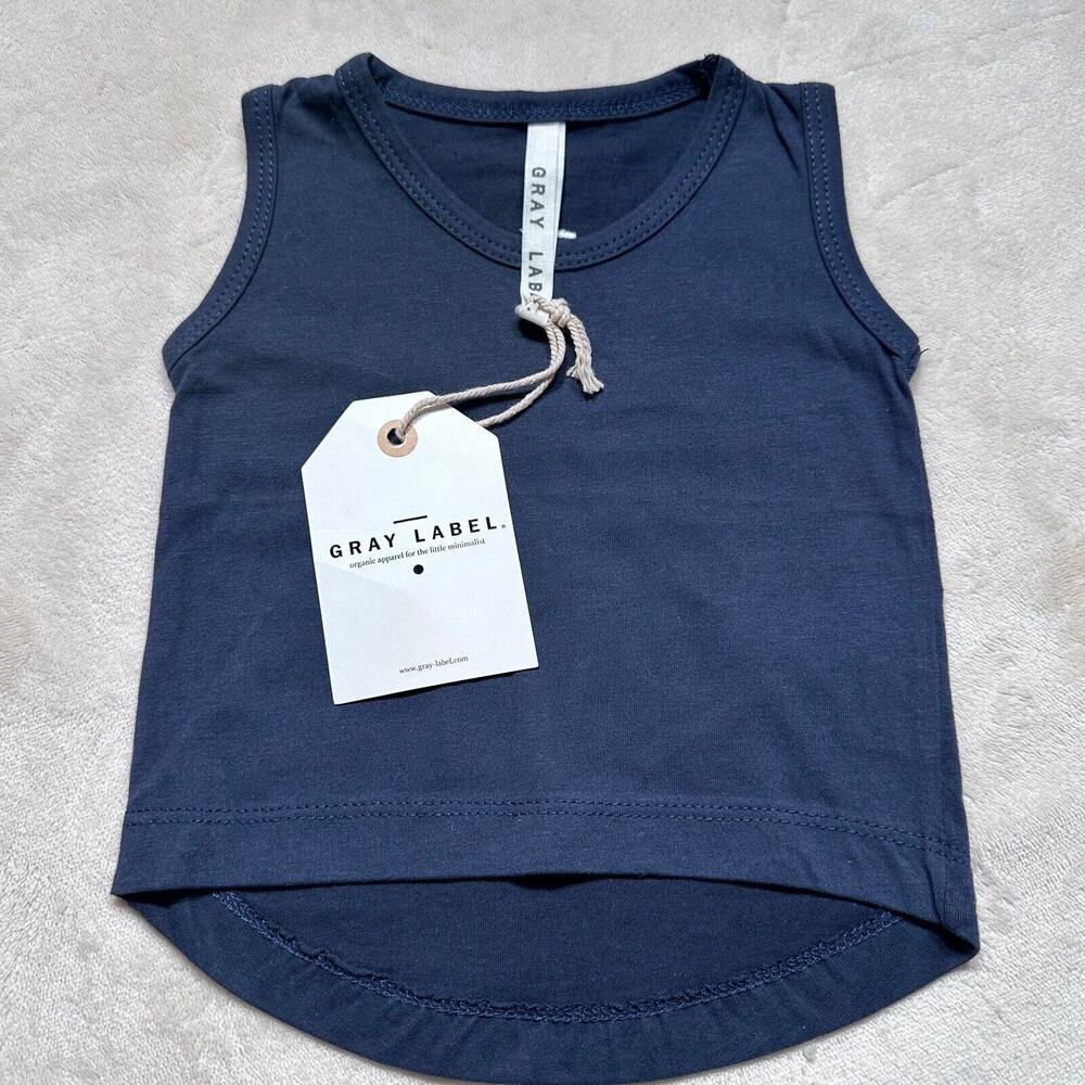 Gray Label Baby 0/6 Months Tank Top Navy Blue Briar Organic Cotton New